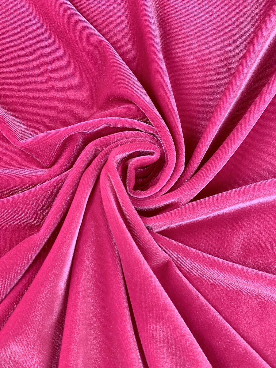 Stretch velvet 60 wide Beautiful fusia pink color Fabric sold by