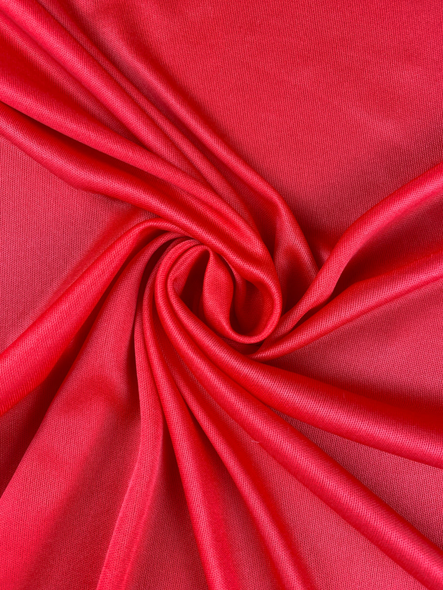 Bright Red Lining Fabric  Semi - Stretch Lightweight Poly